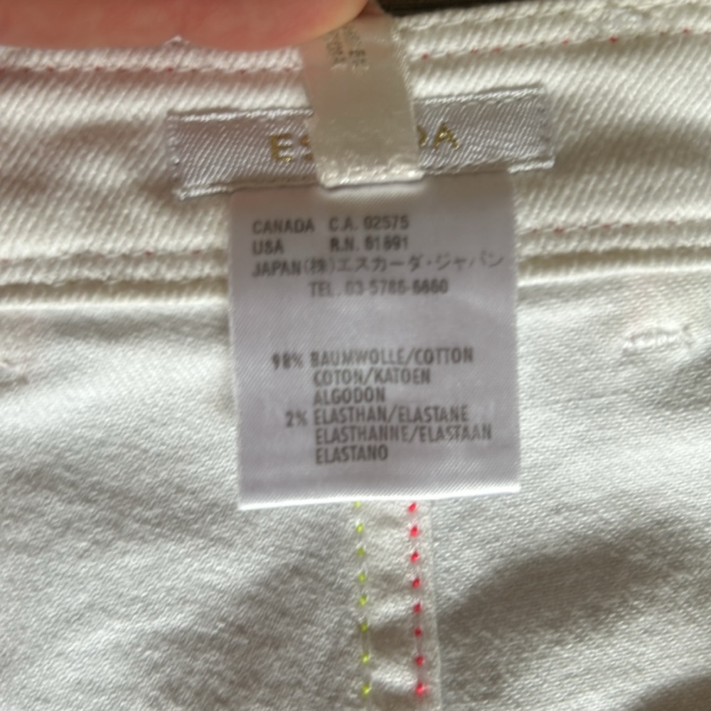ESCADA gold label white bell denim. Neon embroidered detail. EUC - Picture 7 of 9